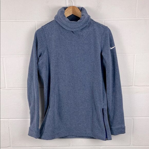 Nike women’s therma fit blue fleece turtleneck tunic sweatshirt size small - Picture 1 of 8